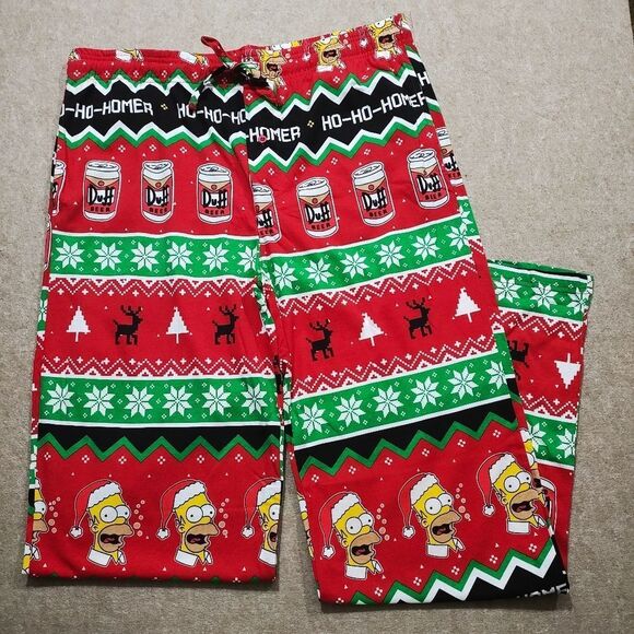 The Simpsons Holiday Christmas Pajama Pant Sleep Set Large #7 - Picture 4 of 5